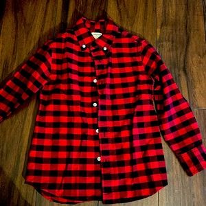 Boys red & black button down shirt